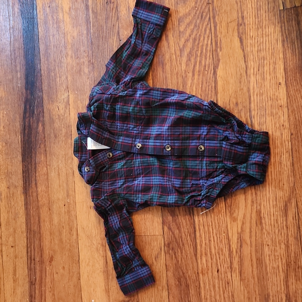 Christmas Pictures Plaid Button Down Shirt
